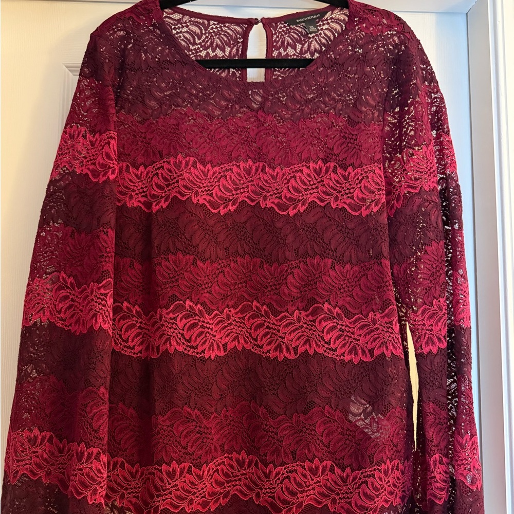 Banana Republic Lace Blouse in Burgundy and Pink